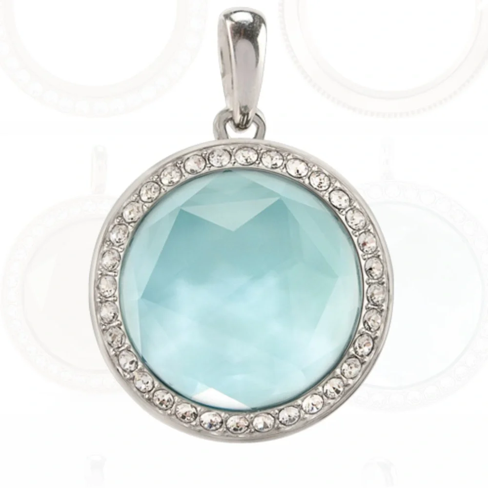 Petite Silver crystal twist and Aqua Prism Pendant - Picture 1 of 6